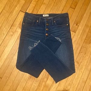 Madewell 9” Mid-Rise Skinny Jeans 30 w/ Front buttons